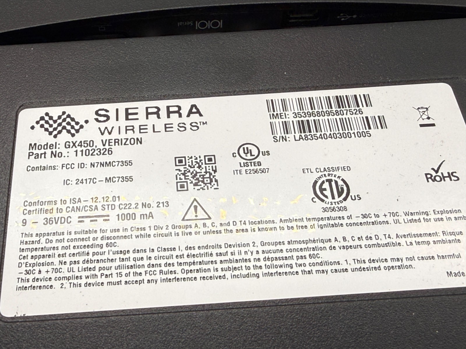Lot of 2 Sierra Wireless Airlink Gx450 Verizon Untested