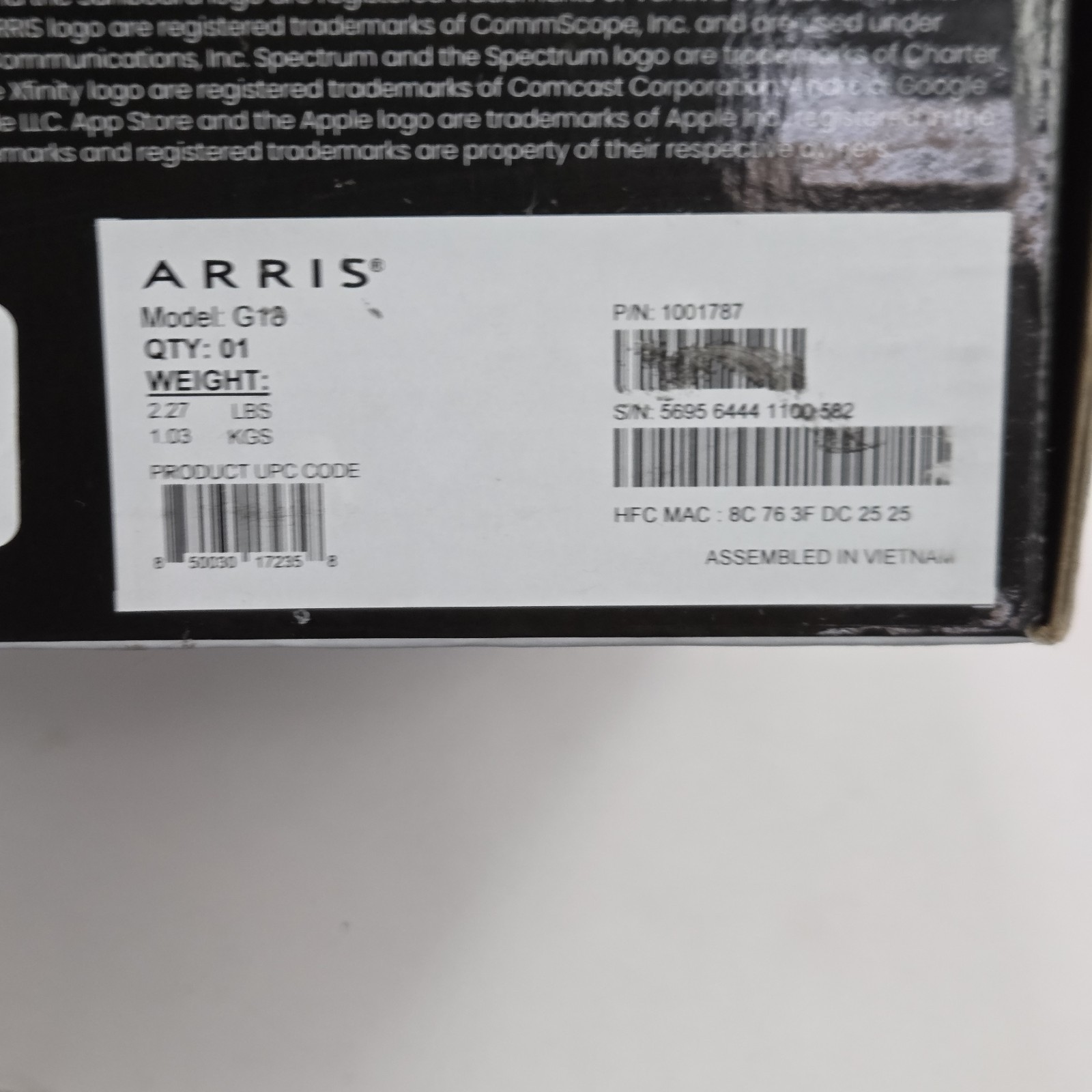 Arris G18 AX1800 Surfboard Dual Band WiFi-6 & DOCSIS 3.1 Cable Modem
