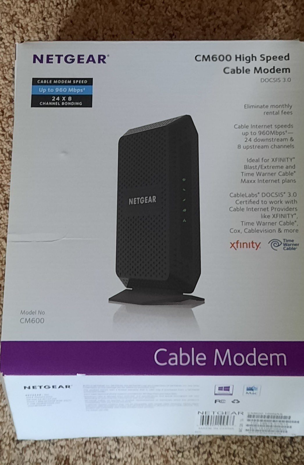 NETGEAR CM600-1AZNAS 960Mbps DOCSIS 3.0 Cable Modem
