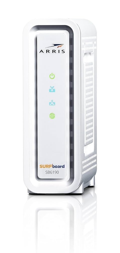 ARRIS SB6190 32×8 DOCSIS 3.0 Cable Modem 1.4 Gbps Down/262 Mbps Up, White
