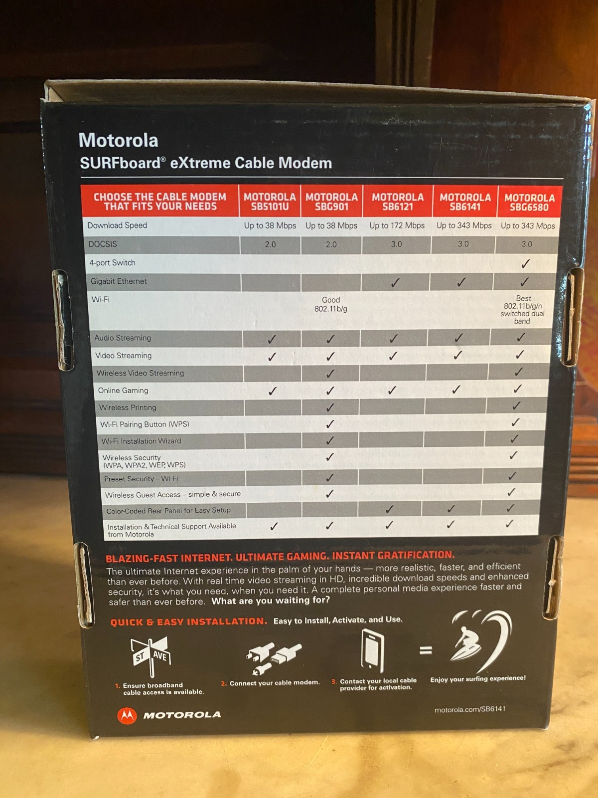 Motorola SURFboard SB6141 DOCSIS 3.0 Cable Modem Open Box Complete