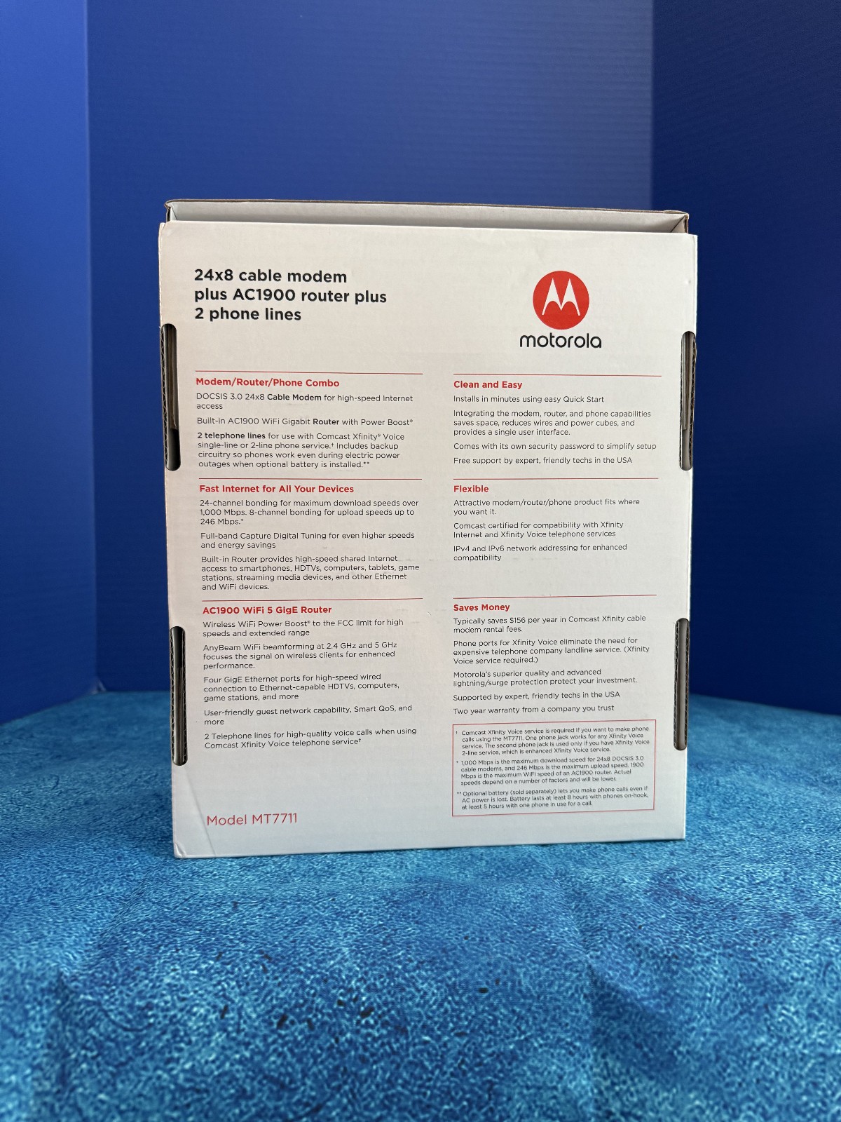 Motorola MT7711 24×8 Cable Modem plus AC1900 WiFi Router
