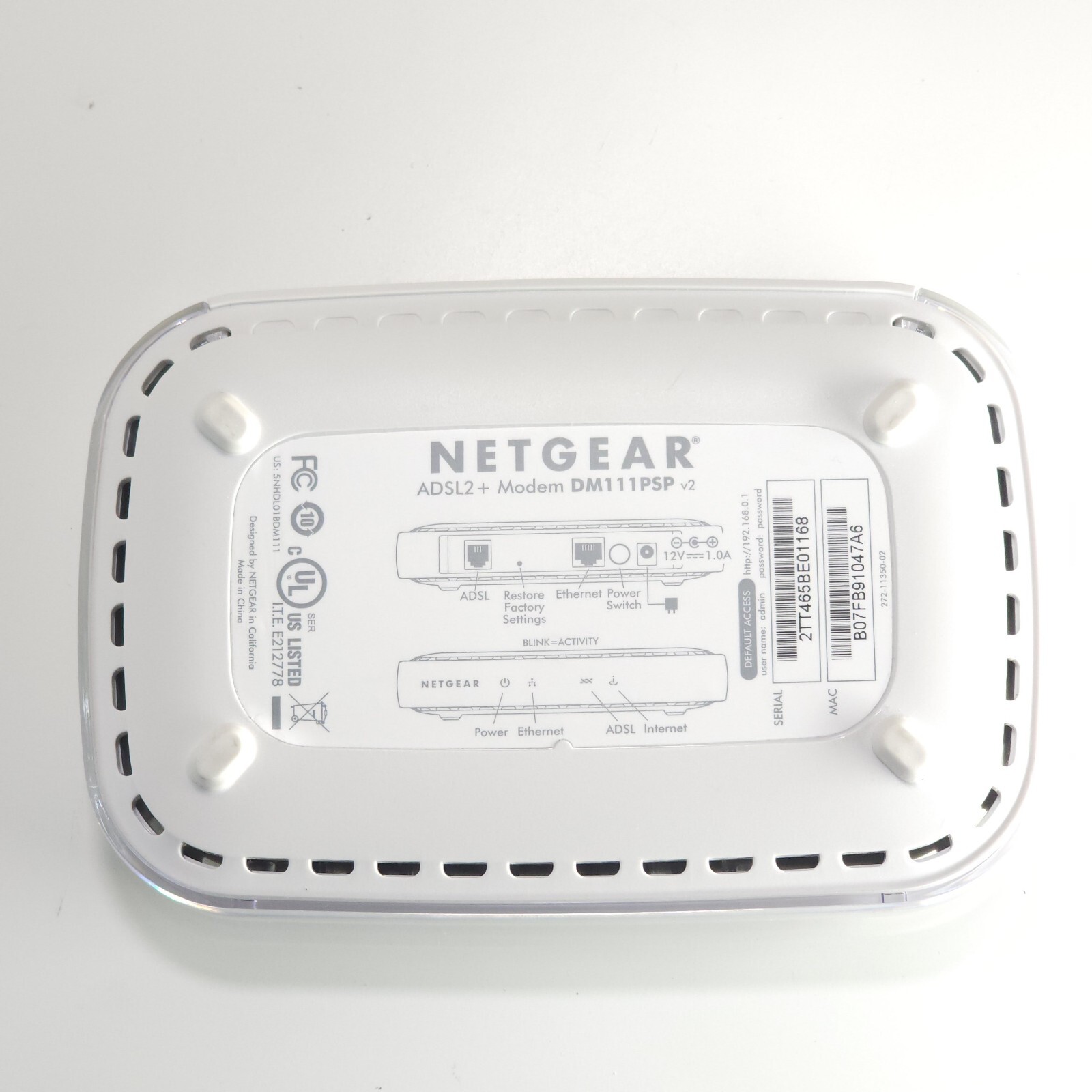 Netgear DM111PSP-100NAS Broadband ADSL2+ Modem – White