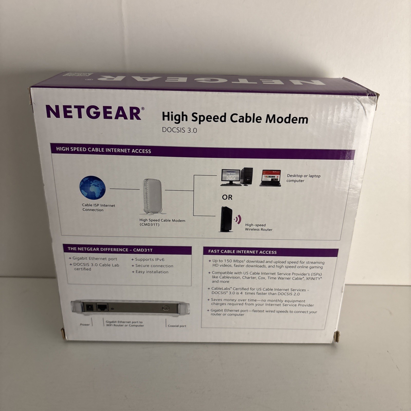 NETGEAR DOCSIS 3.0 – High Speed Cable Modem CMD31T Open Box