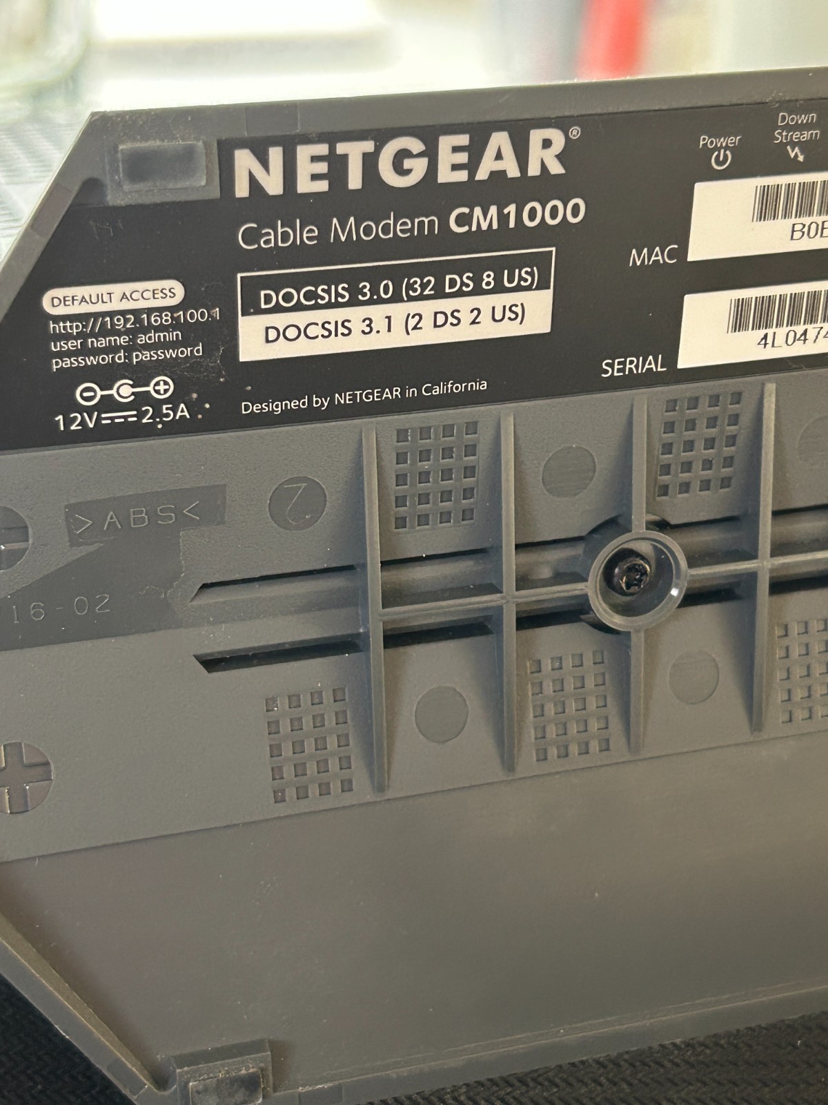 NETGEAR CM1000 Wired-Ethernet (RJ-45) Cable – CM1000100NAS (Black)