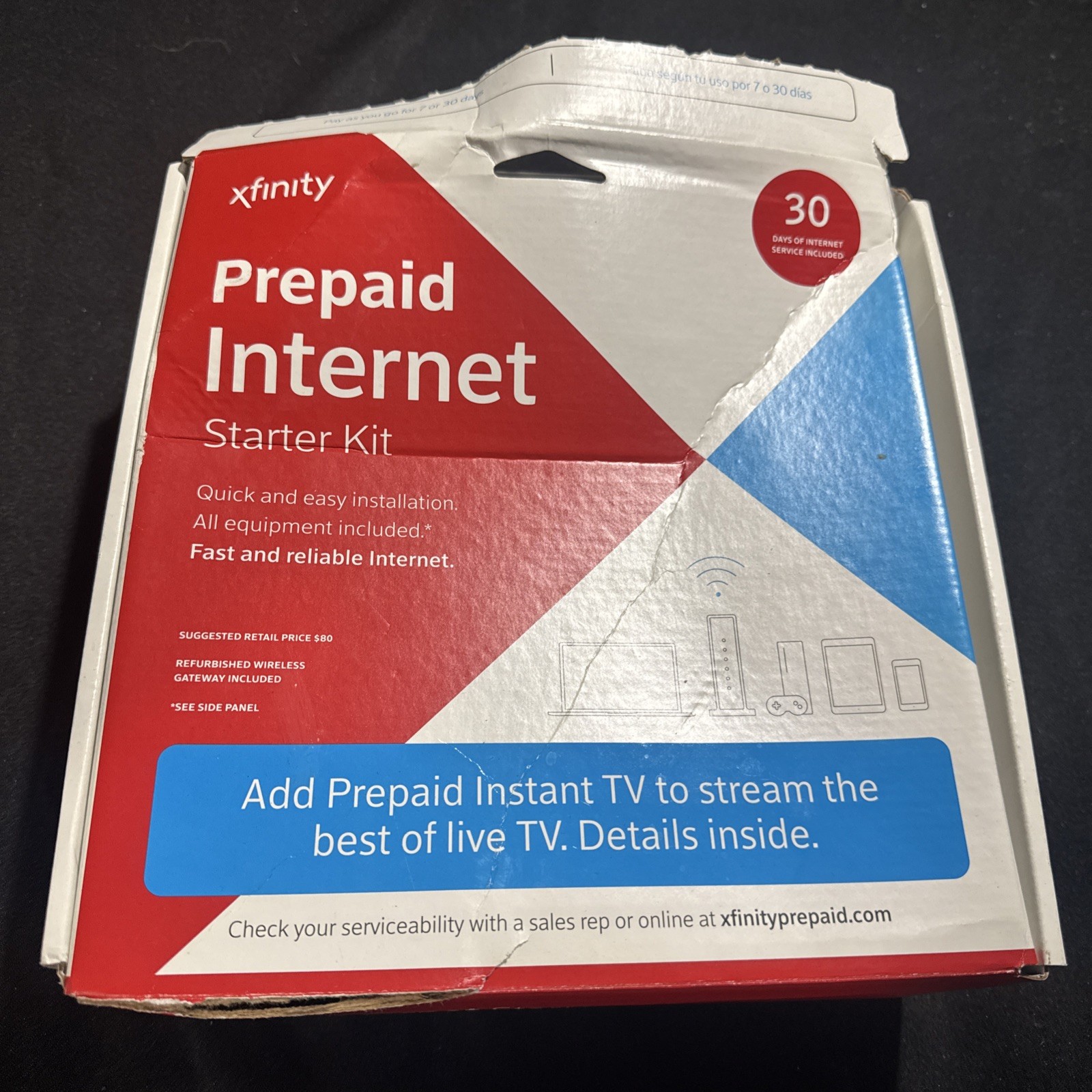 XFINITY Internet Prepaid Starter Kit Arris TG862G router