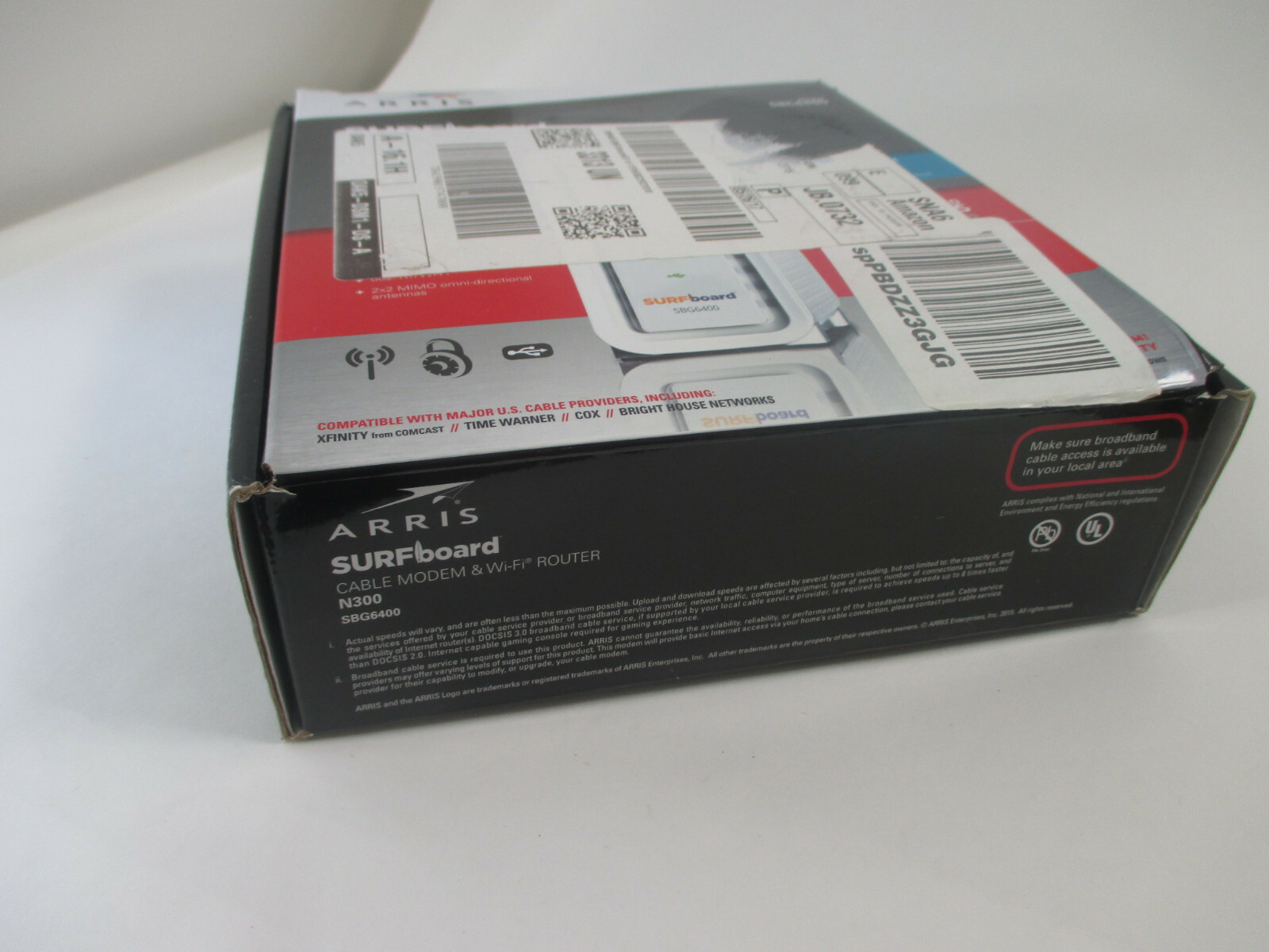 ARRIS SURFboard SBG6400 8×4 DOCSIS 3.0 Cable Modem / N300 Wi-Fi Router w/ power