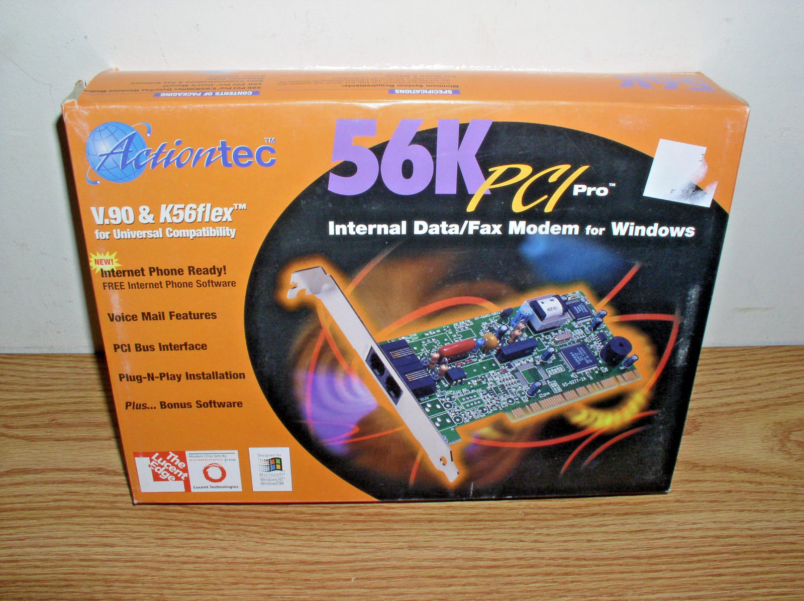 ACTIONTEC 56K PCI PRO INTERNAL DATA/FAX MODEM FOR WINDOWS MODEL PCI56019-01