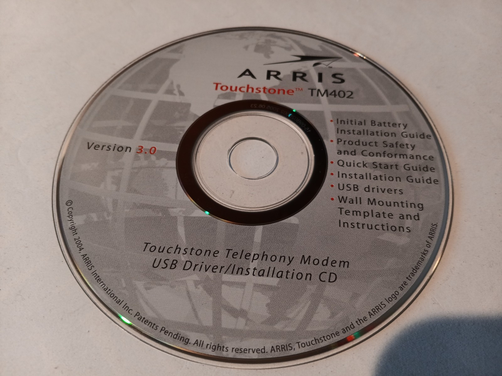 Arris Touchstone Telephony Modem TM402 Version 3.0 CD Install Users Guide