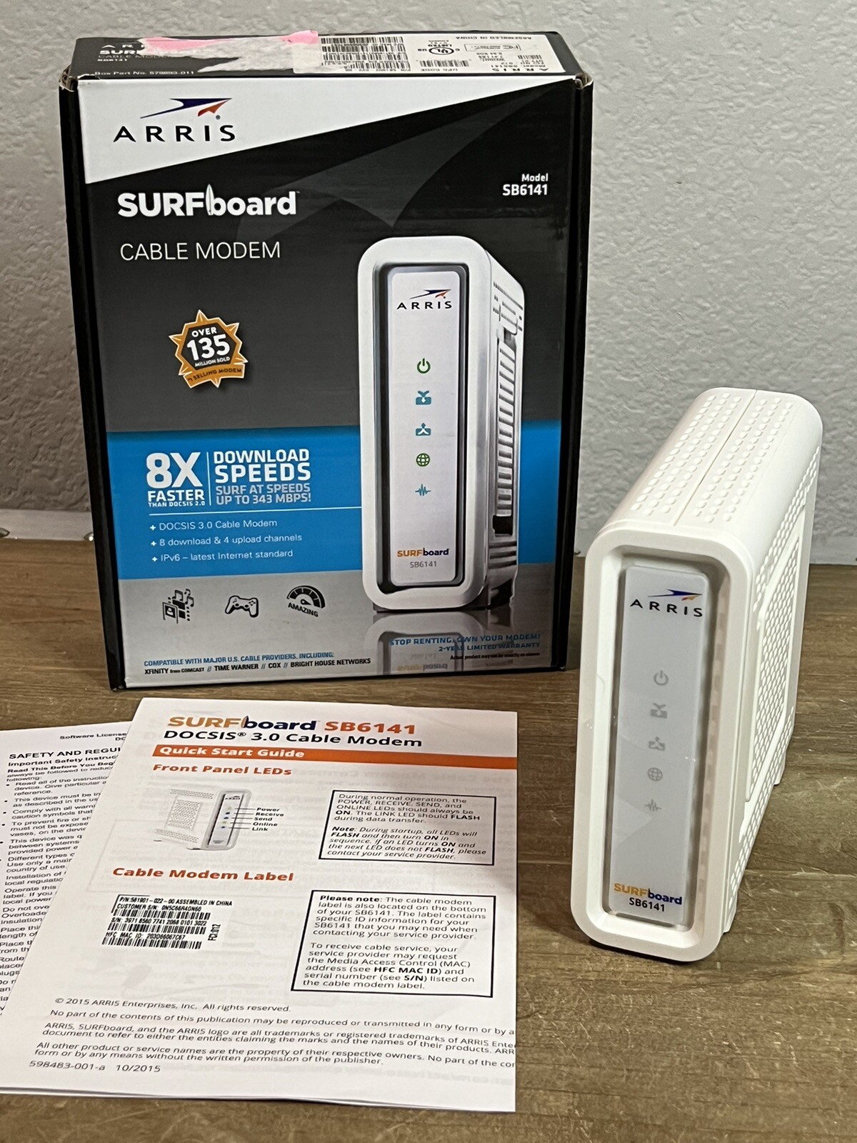 Arris Surfboard Cable Modem 400 Series Model SB6141 DOCSIS 3.0 Certified