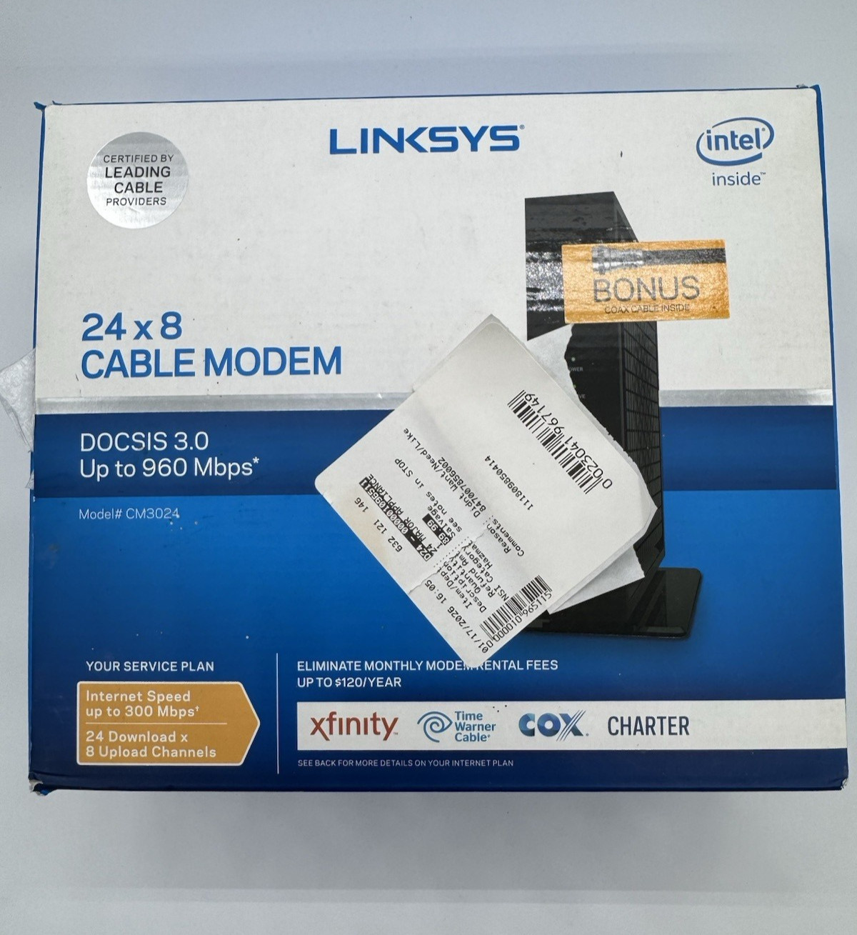 Linksys 24×8 CM3024 DOCSIS 3.0 Cable Modem 960Mbps Xfinity
