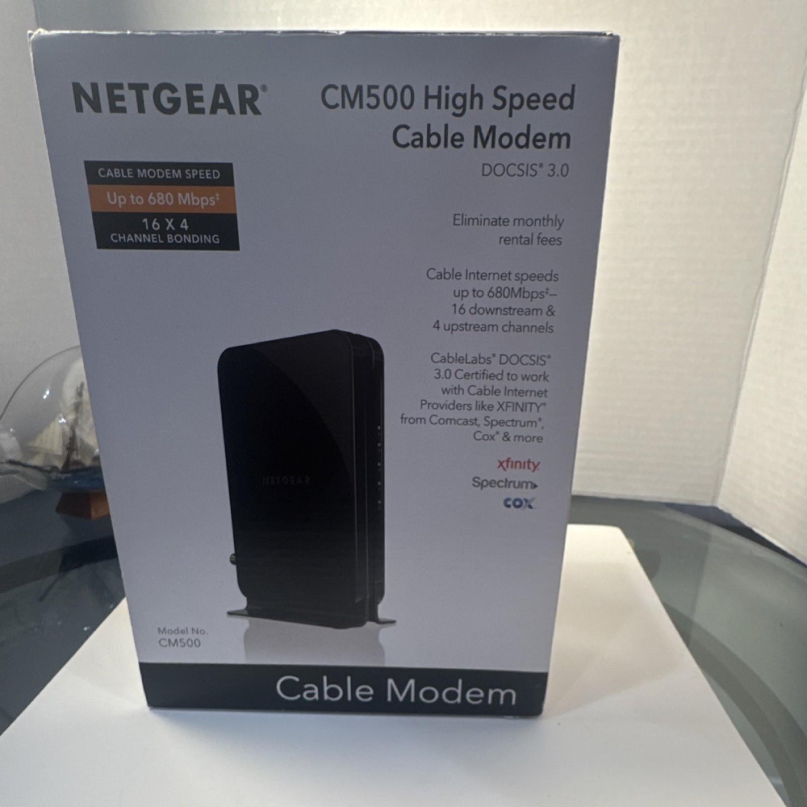 NETGEAR CM500 Cable Modem DOCSIS 3.0 680 Mbps 16×4 Channel Bonding Ethernet