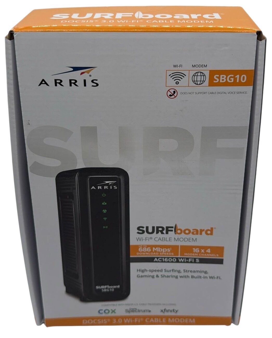 ARRIS SBG10 SURFboard AC1600 Dual-Band Cable Modem Router Black NEW Open Box