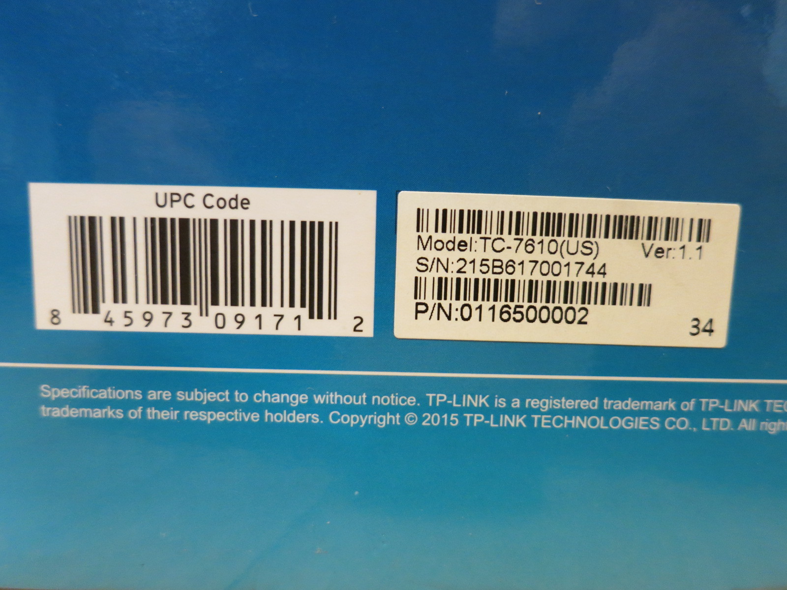 TP-Link DOCSIS 3.0 Cable Modem Black TC7610 TC-7610 343 Mbps Xfinity Cox