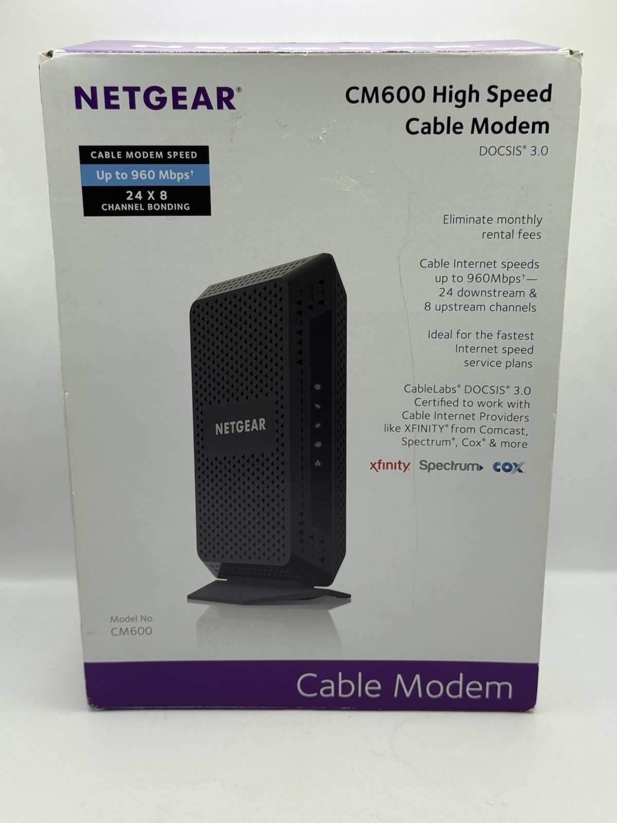 NETGEAR CM600 HIGH SPEED CABLE MODEM DOCSIS 3.0 Open Box Never Used