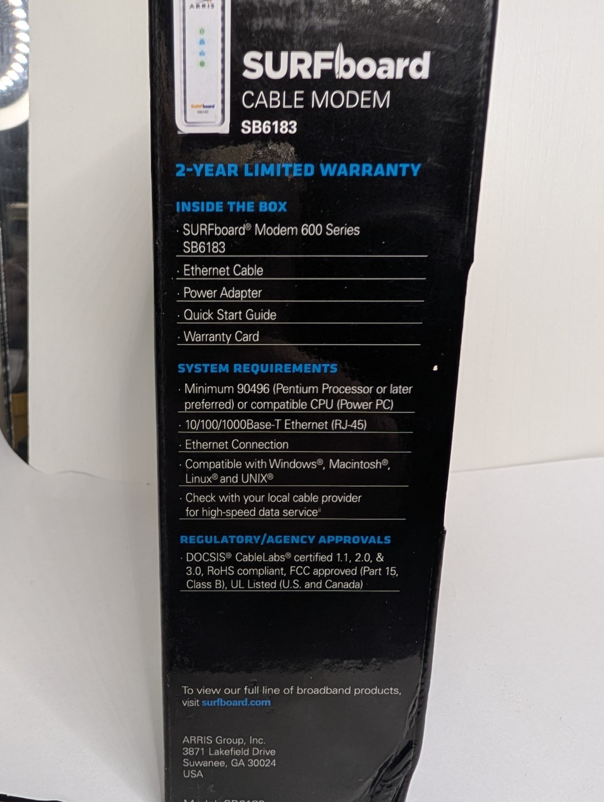 Arris SURFboard Modem SB6183 DOCSIS 3.0 Open Box
