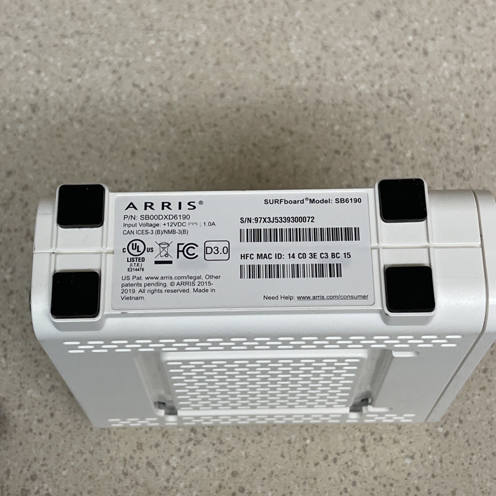 ARRIS SURFboard SB6190 DOCSIS 3.0 32 x 8 Gigabit Cable Modem White