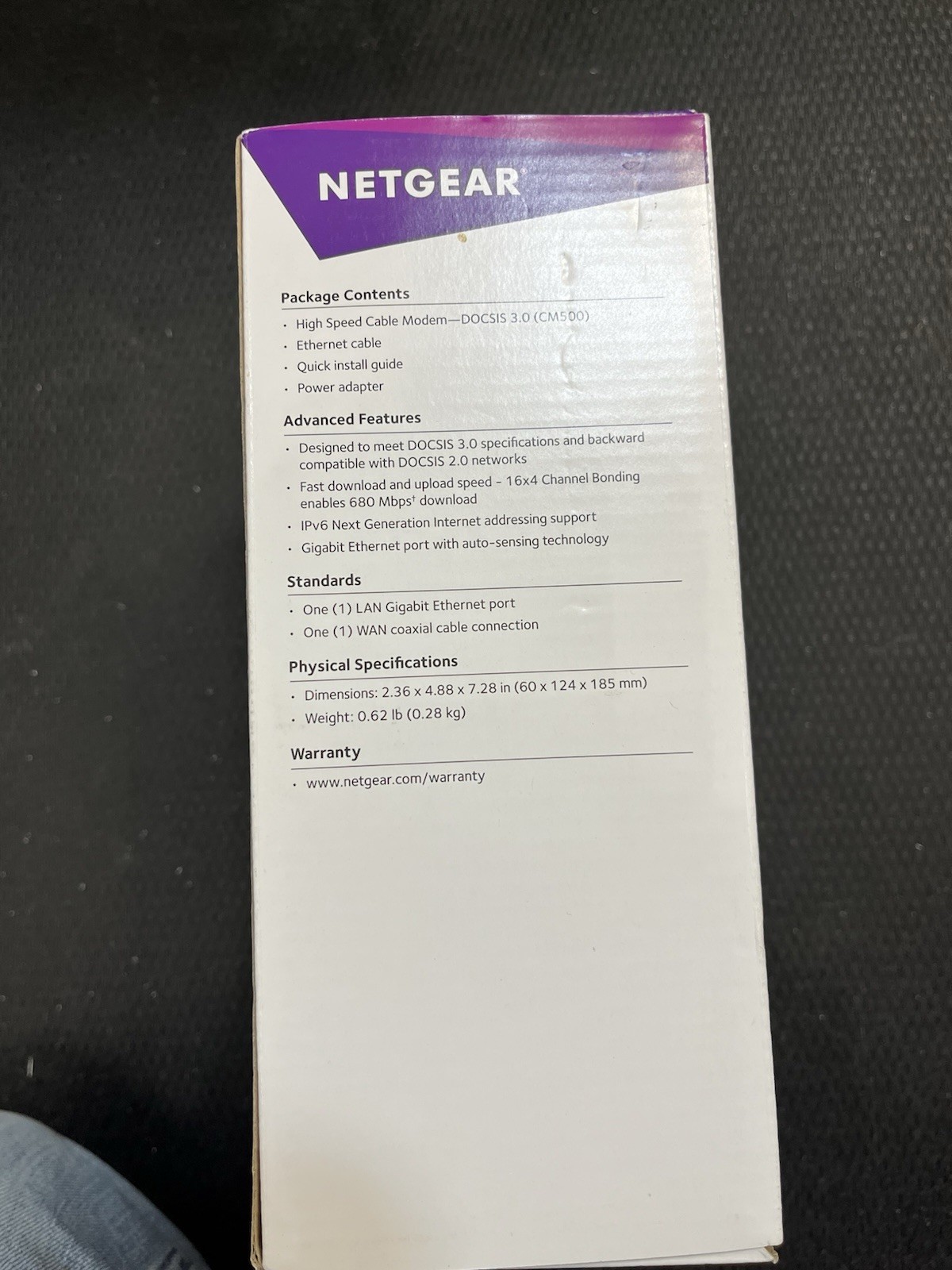 NETGEAR CM500 (CM500100NAS) 680 Mbps – Black