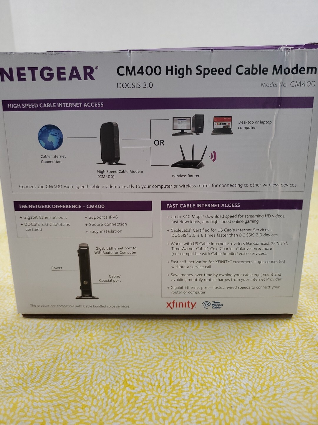 Netgear CM400 High Speed Cable Modem DOCSIS 3.0