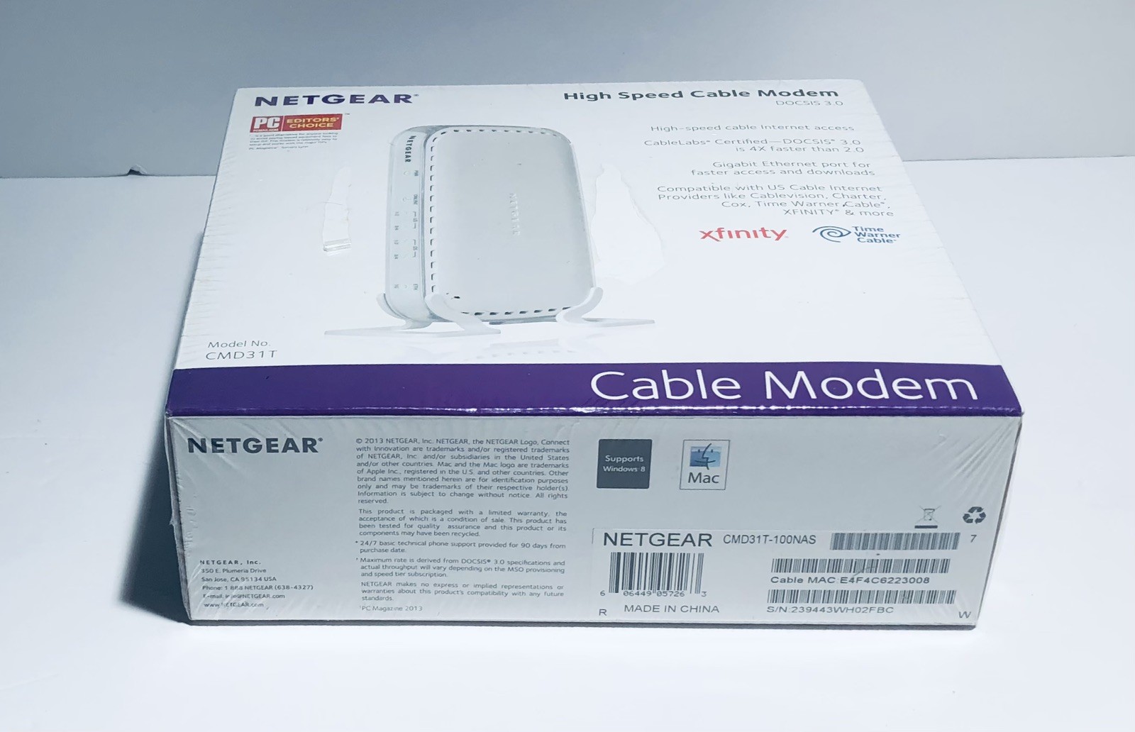 NETGEAR CMD31T-100NAS DOCSIS 3.0 High Speed Cable Modem New Sealed
