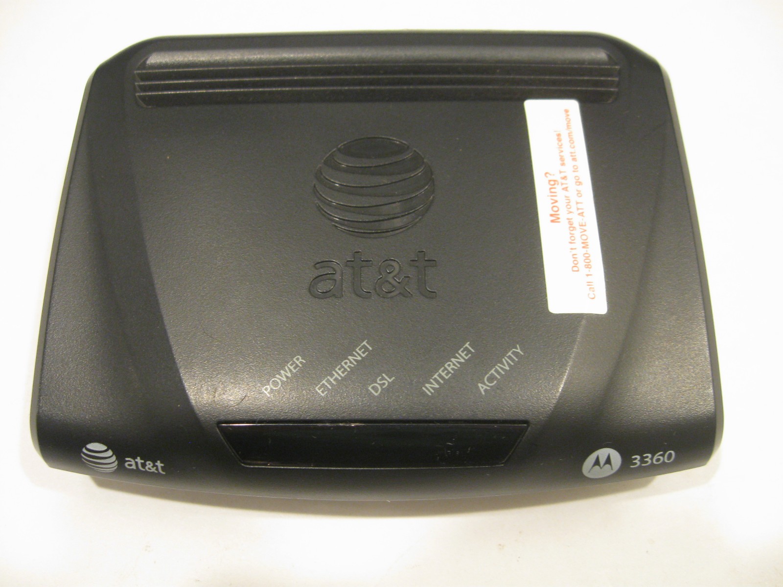 AT&T High Speed DSL Modem, power cord, and box: 3360, 58111-003-00