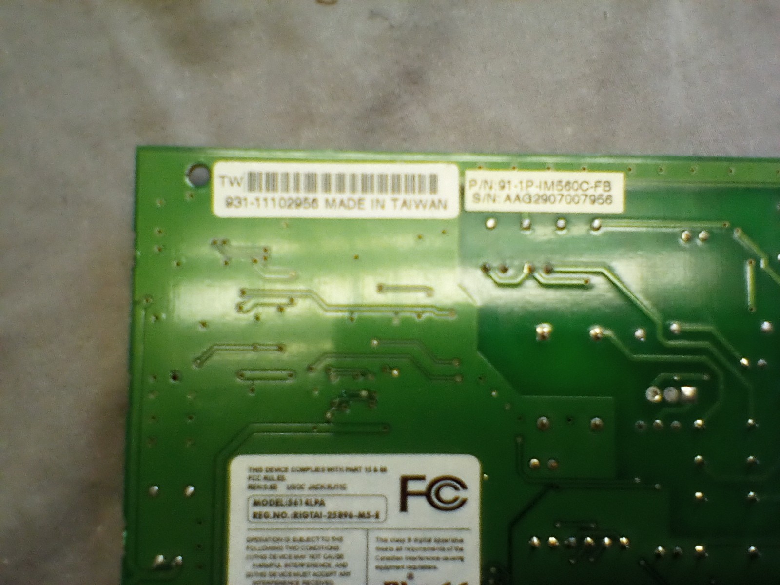 56K voice fax modem, internal V.90 standard, PCI, 91-1P-IM560C
