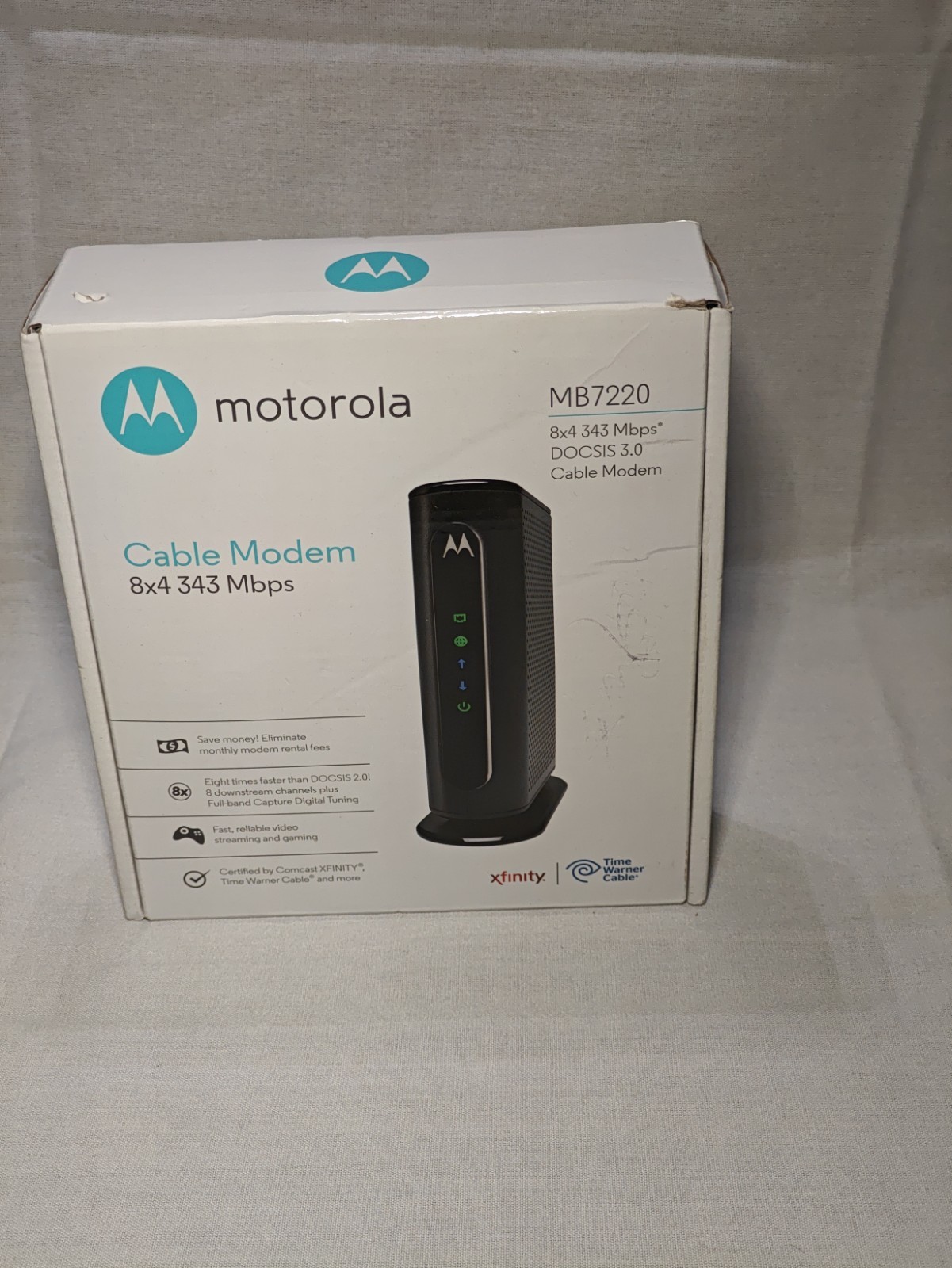 Motorola MB7220 Cable Modem DOCSIS 3.0 343 Mbps Ethernet Black