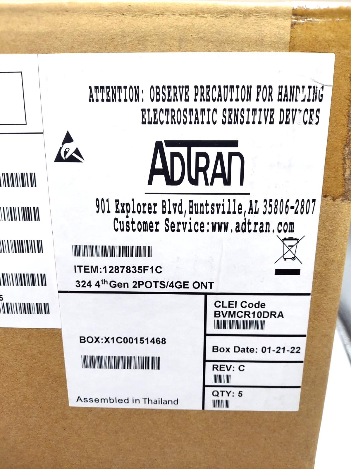 ADTRAN 324 4th Gen 2POTS 4GE ONT Fiber Network Terminal 1287835F1C *NEW*