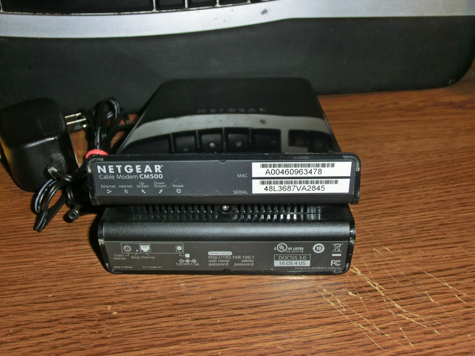 Used Netgear CM500 High Speed Portable Dual Band DOCSIS 3.0 Black Cable Modem