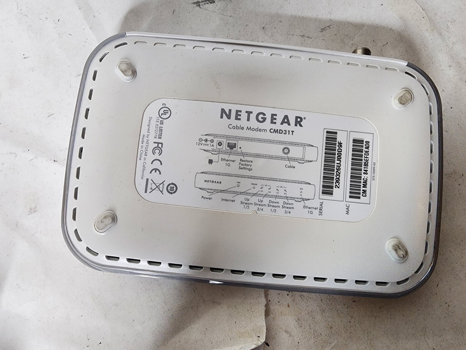 NETGEAR Cable Modem CMD31T