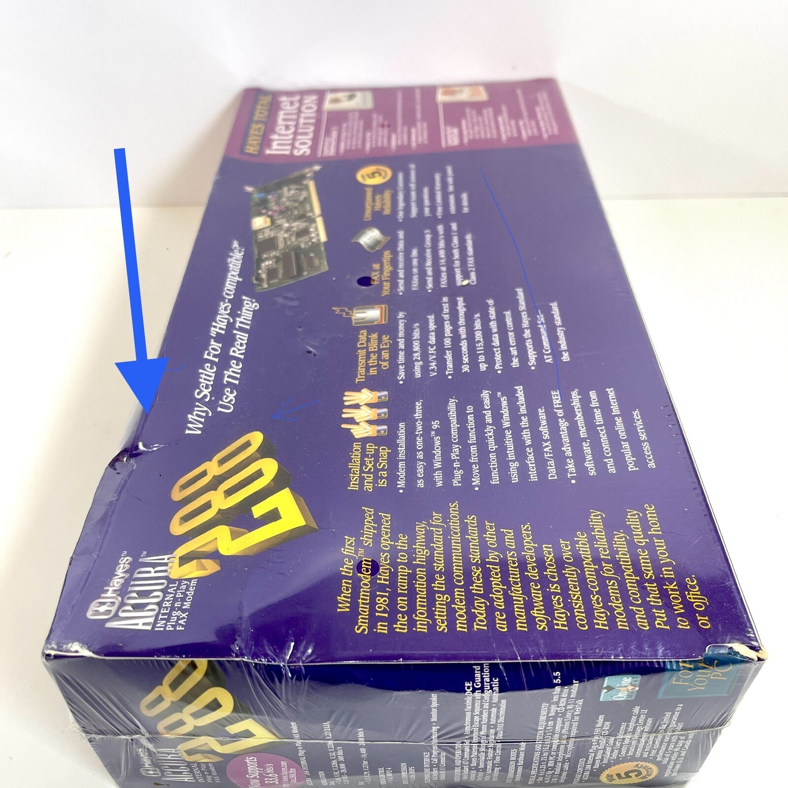 1990s Hayes Accura 336 INT PNP Fax Modem 288 v.34 Internal Plug~N~Play NEW Vtg