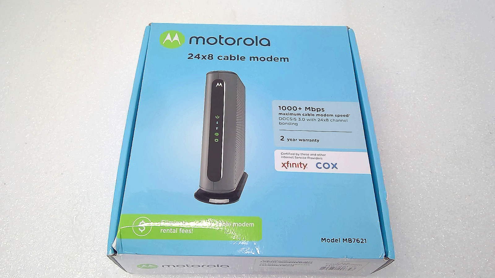 Open Box Motorola MB7621 1802 V1.0 Modem 1000 MBPS 24×8 Cable