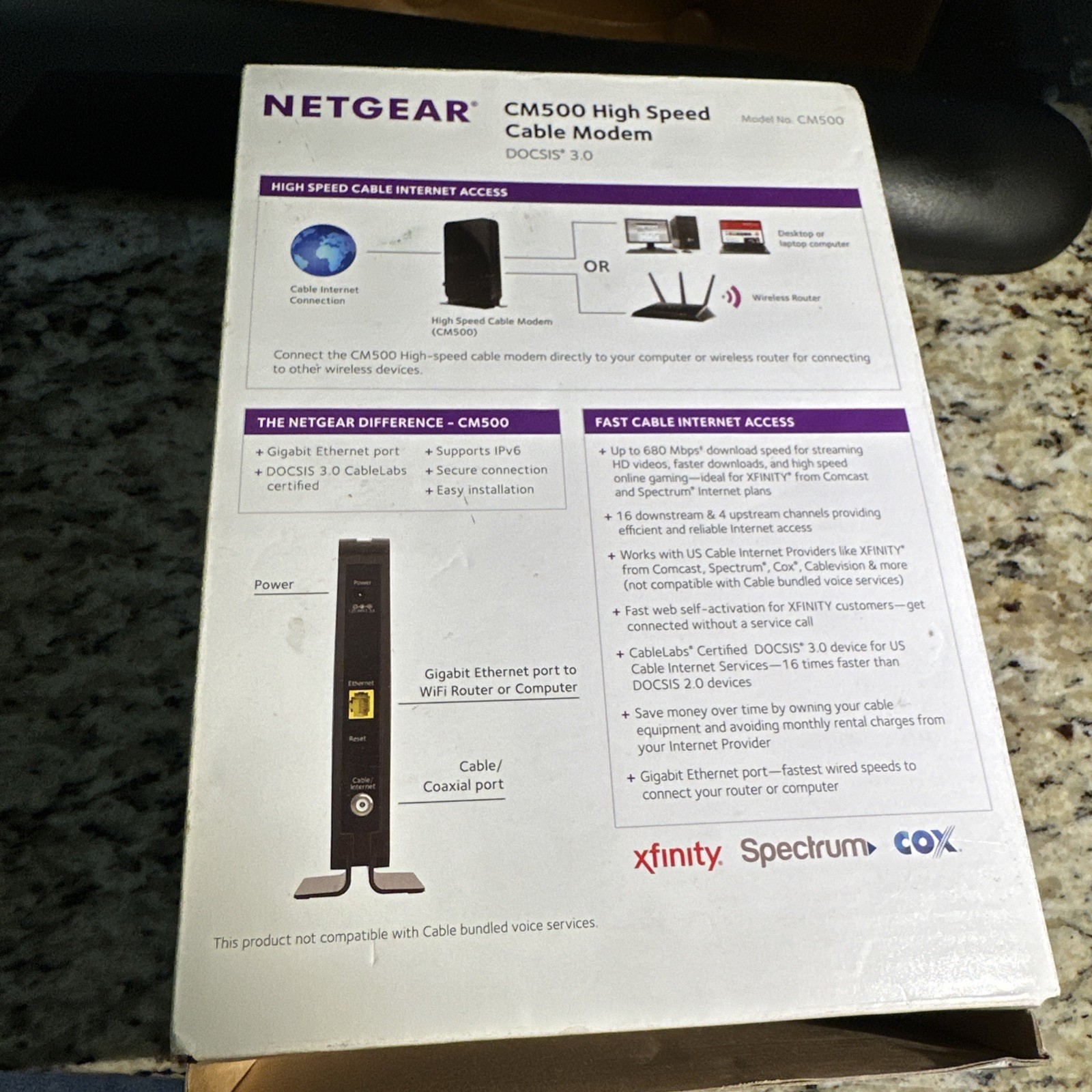 NETGEAR CM500 (CM500100NAS) 680 Mbps – Black
