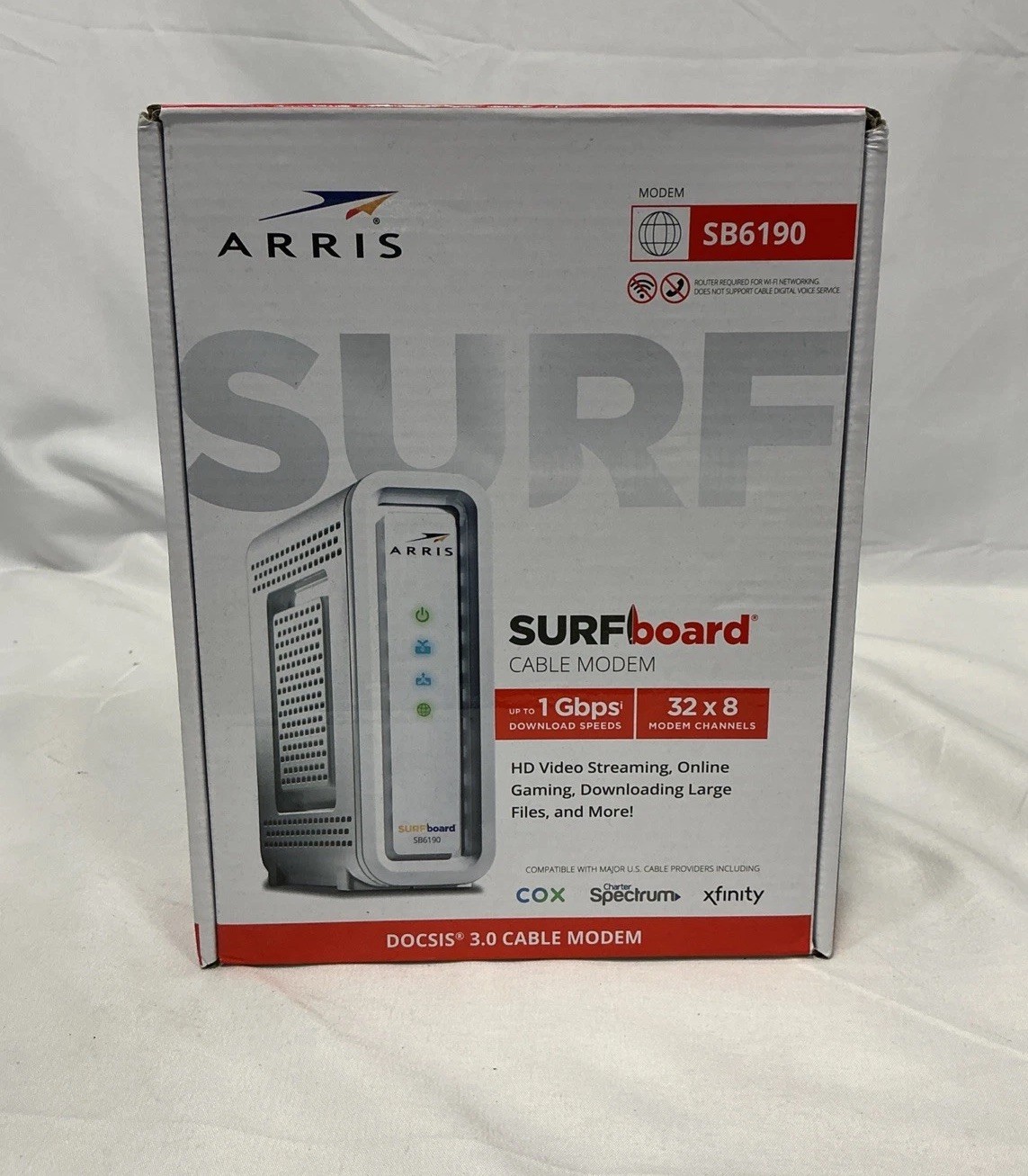 ARRIS Surfboard SB6190-RB DOCSIS 3.0 Cable Modem, White