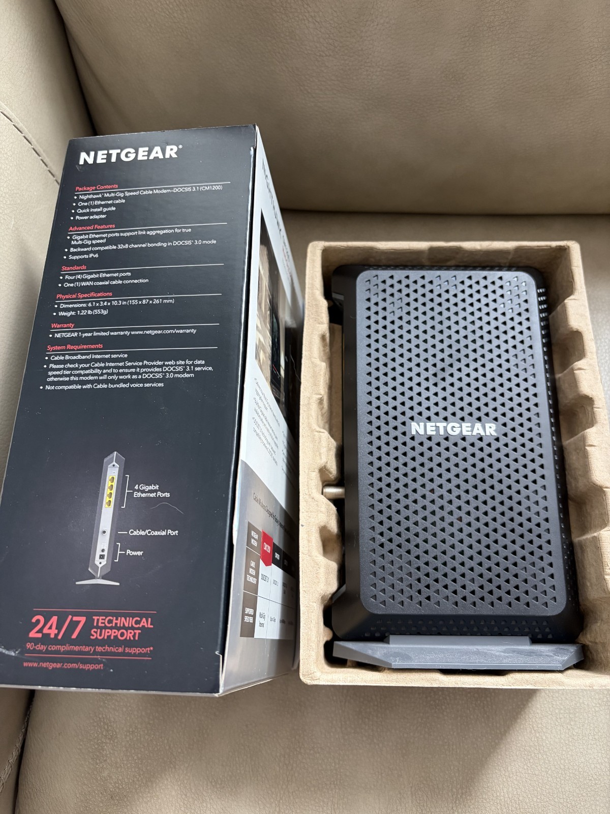 NETGEAR Nighthawk CM1200-100NAS DOCSIS 3.1 Cable Modem Pre-Owned Excellent Cond.