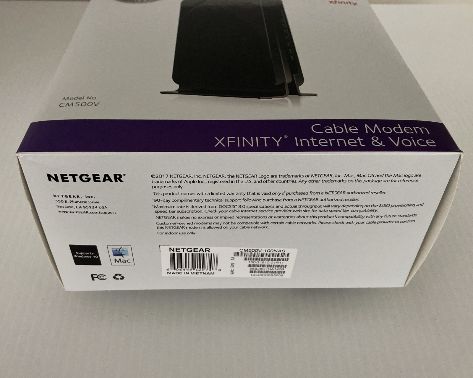 NETGEAR CM500V Cable Modem for XFINITY Internet & Voice – DOCSIS 3.0