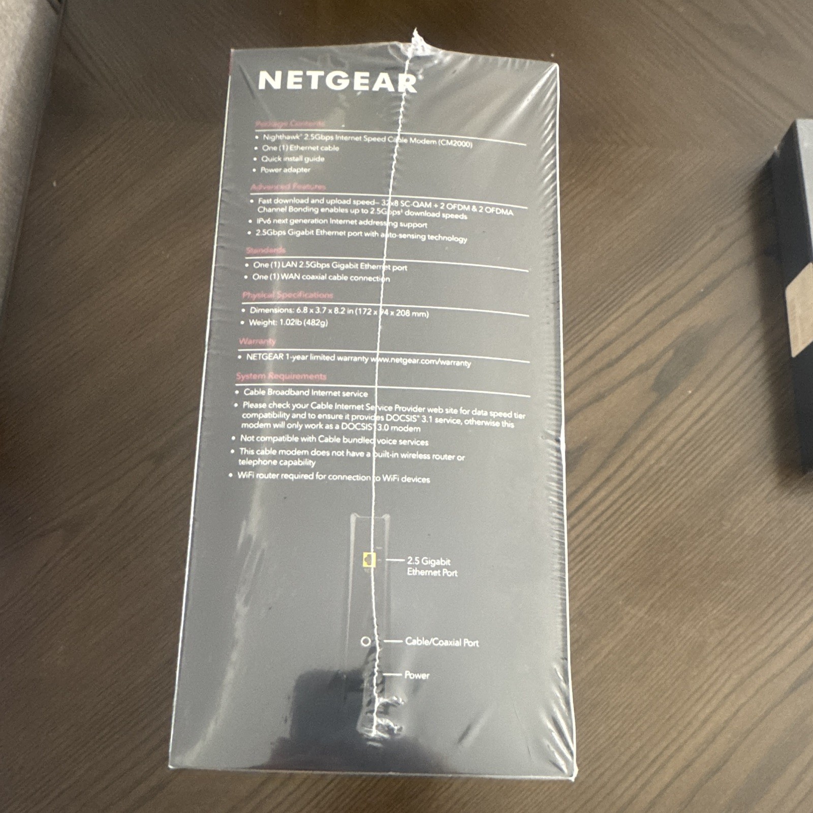 NETGEAR Nighthawk CM2000 DOCSIS 3.1 2.5Gbps Cable Modem RJ-45/Coax
