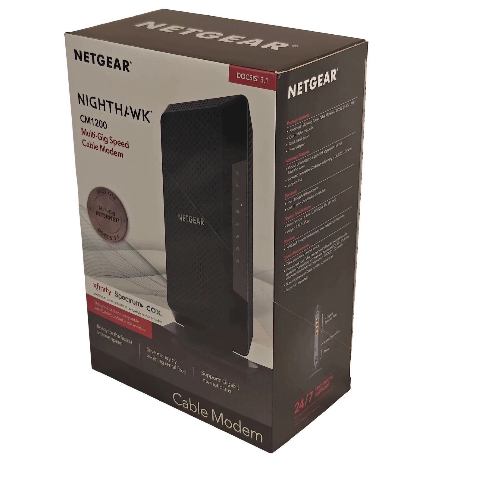 NEW – Netgear Nighthawk CM1200 DOCSIS 3.1 Cable Modem – Multi-Gig Speed – In Box