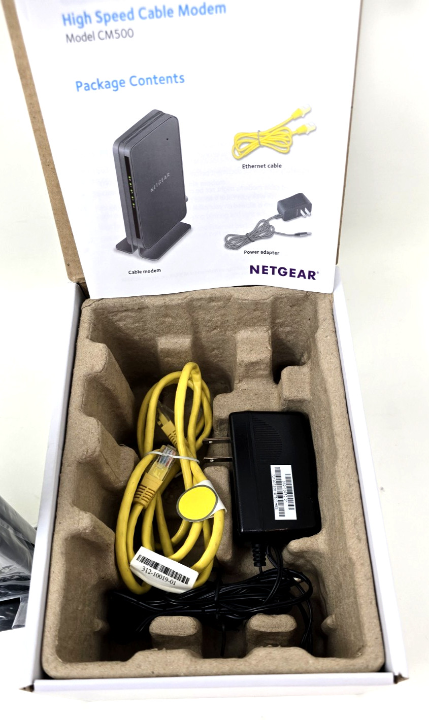 NetGear High Speed Cable Modem CM500 Quick Install Guide Power Adapter 680 Mpbs