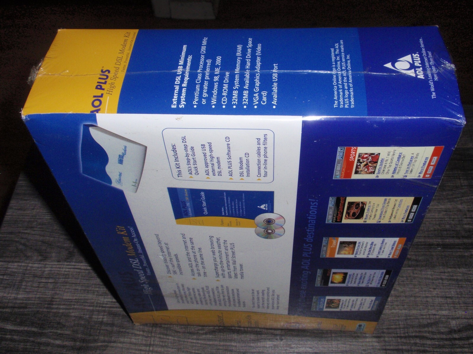 AOL Plus High Speed DSL Modem Kit New Complete Sealed In Box Actiontec Qwest USB
