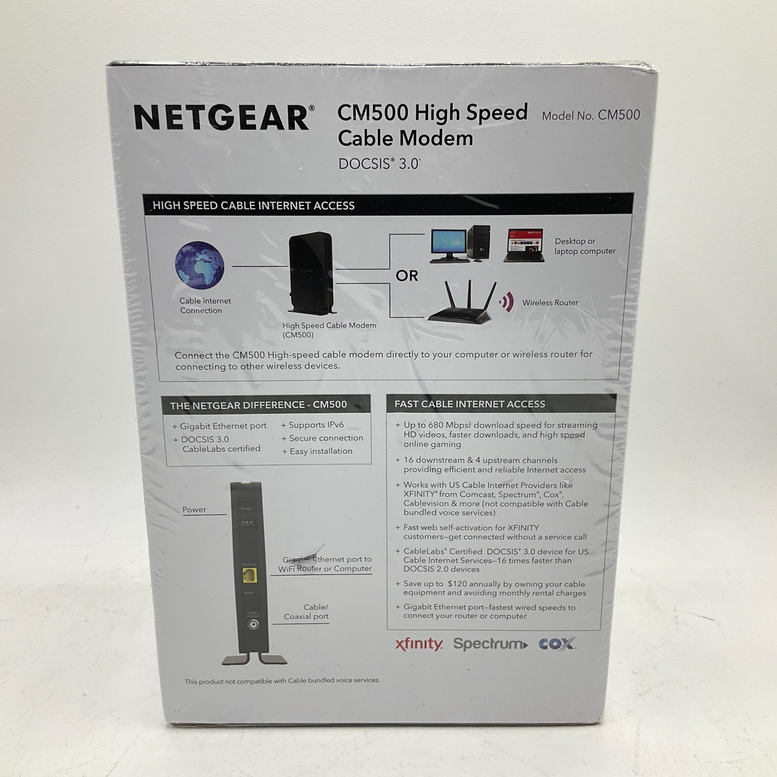 Netgear CM500 High Speed Cable Modem DOCSIS 3.0 NEW