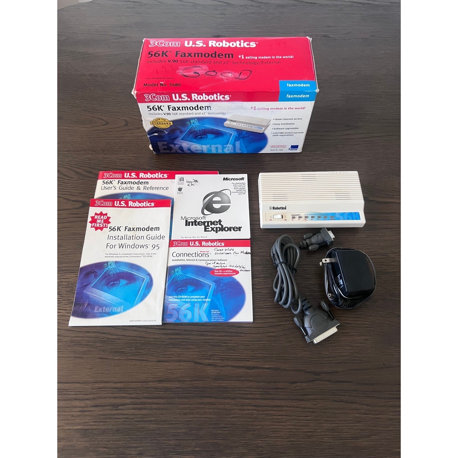 3Com US Robotics 56K Faxmodem External Model 5686 V90 x2 Technology