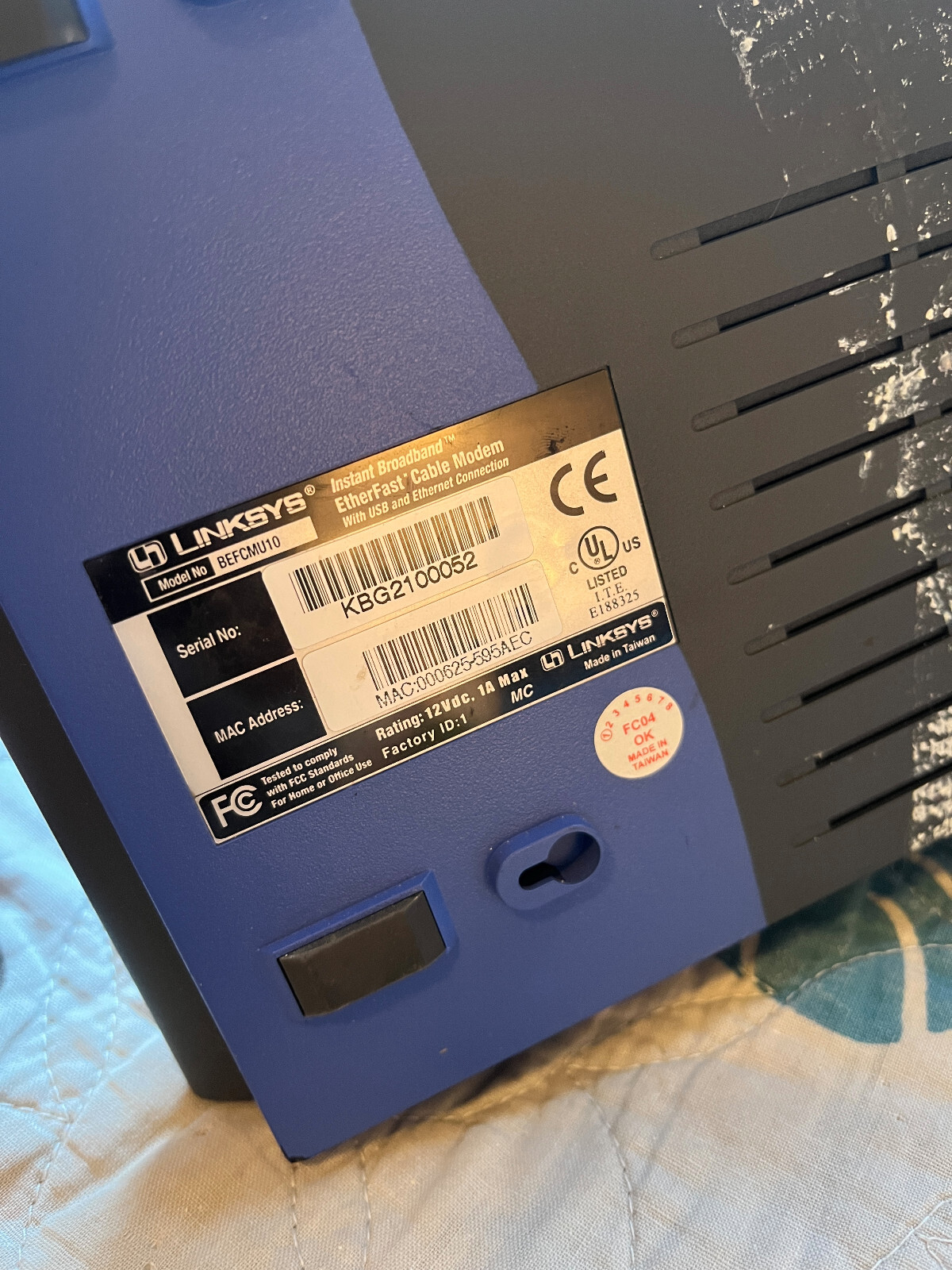 Linksys BEFCMU10 Cable Modem w/ Power Supply