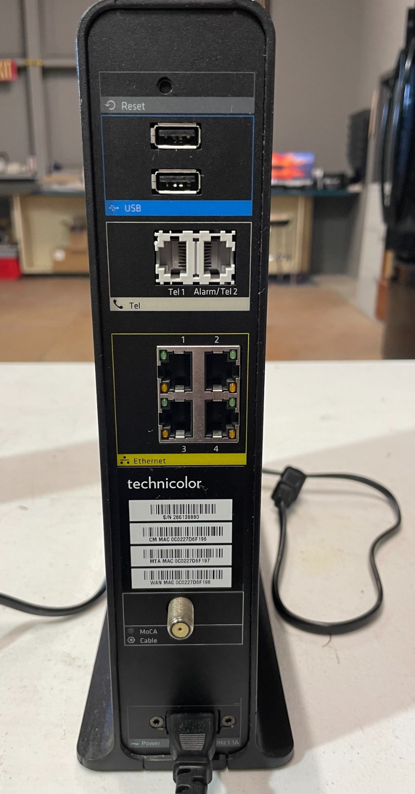 Comcast Business Technicolor DPC3941 Dual Band WiFi Cable Modem Router w/Cord