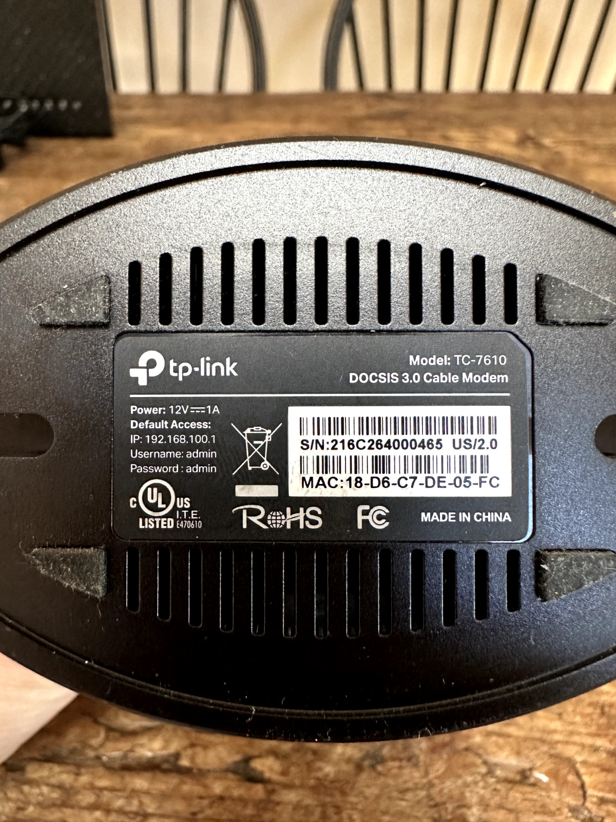 TP-LINK TC-7610 DOCSIS 3.0 Cable Modem