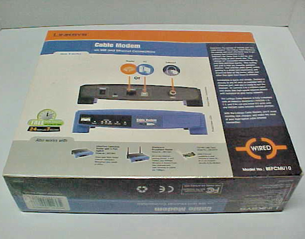 LINKSYS Cable Modem Model BEFCMU10 w/USB Ethernet Wired Brand FACTORY SEALED