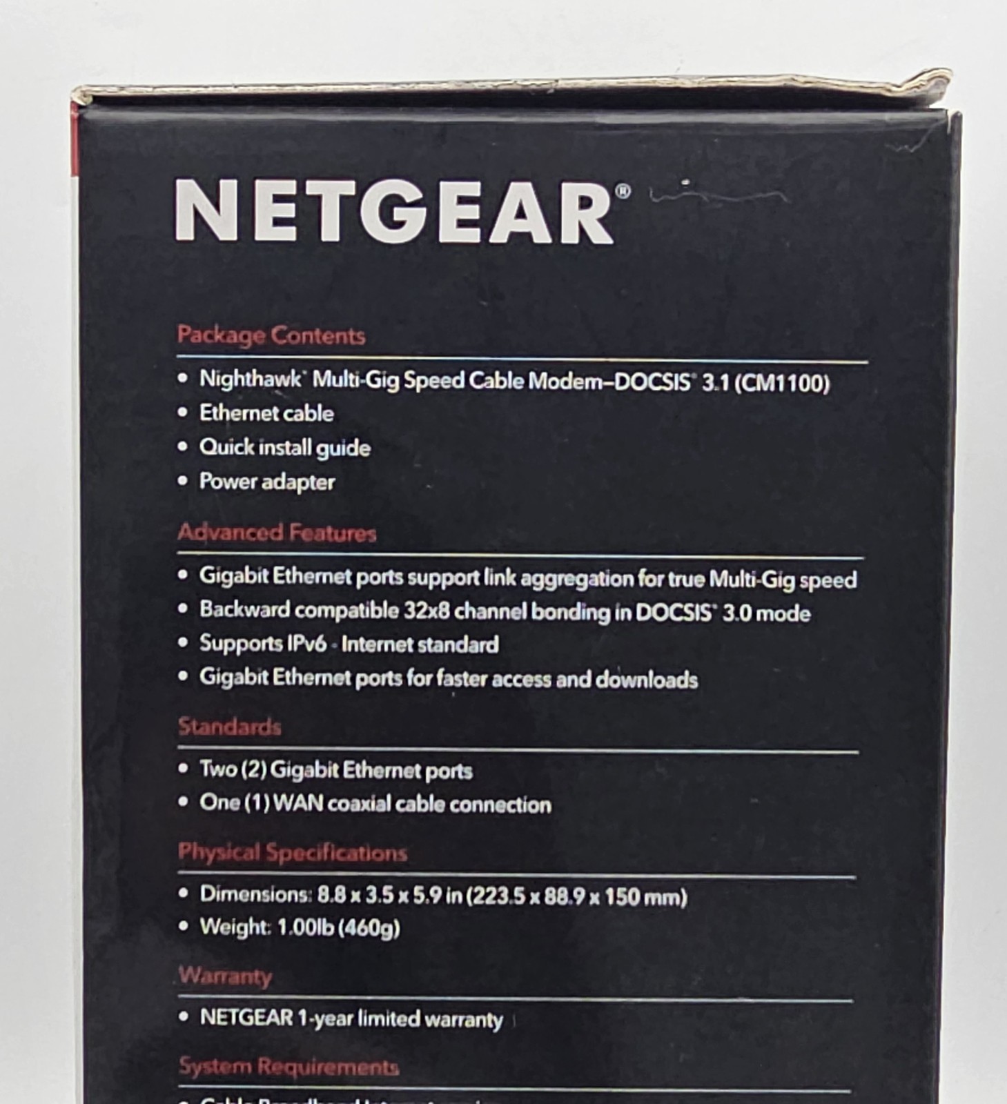 Netgear Nighthawk CM1100 Multi-Gig Speed Cable Modem