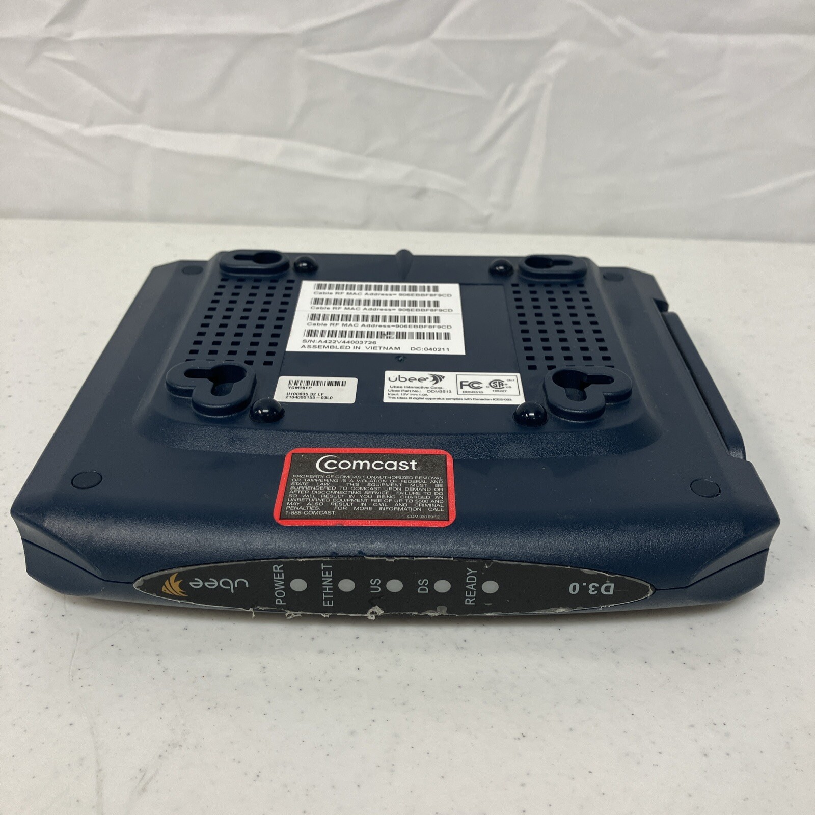 ubee d3.0 comcast modem untested as is Scratches See Pictures