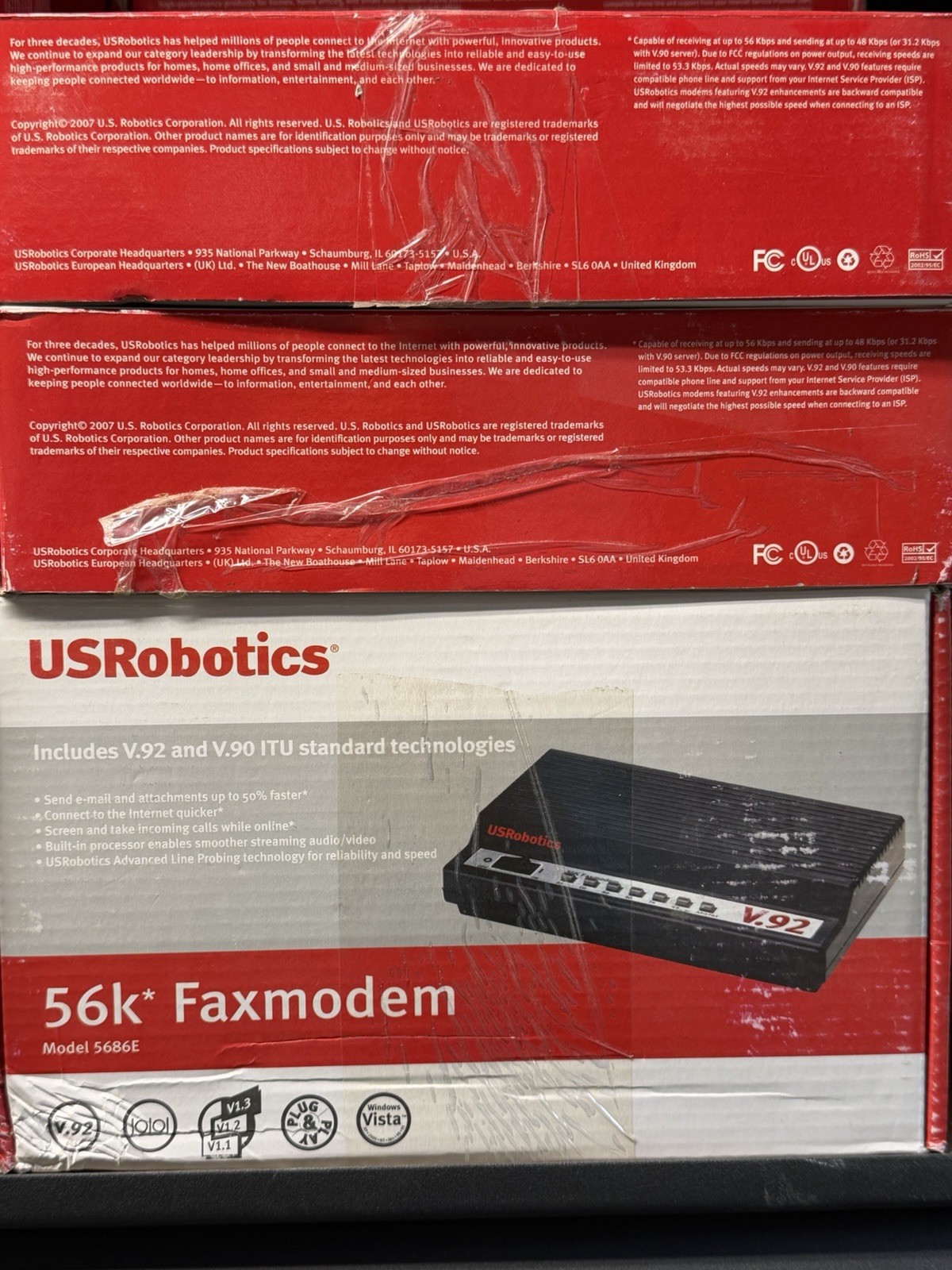 New Open US Robotics V.92 Model 5686E External 56K Faxmodem — LOT Of 3