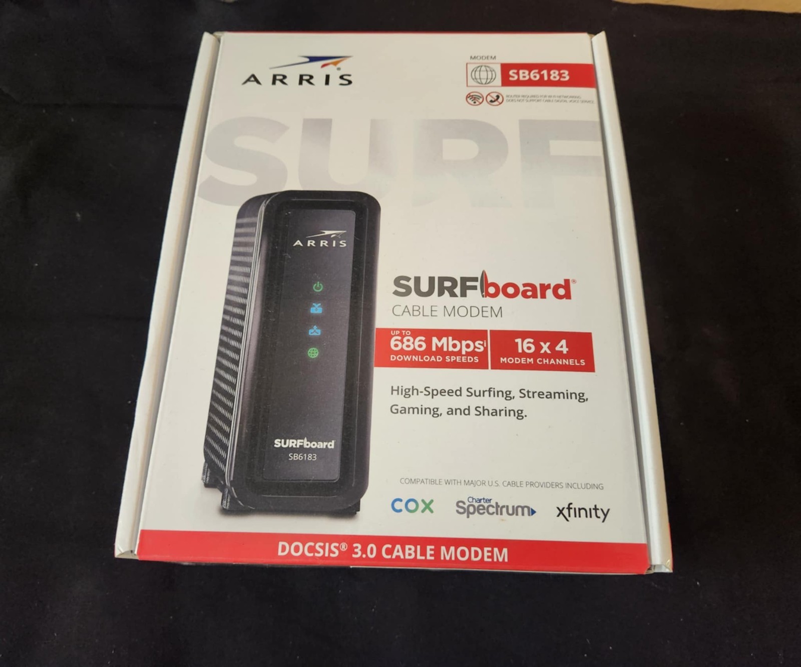 ARRIS SURFboard (16×4) DOCSIS 3.0 Cable Modem SB6183 Black New